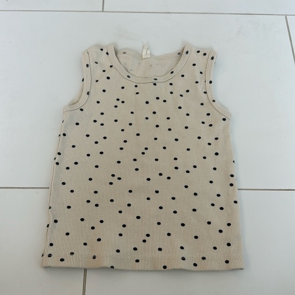 Quincy Mae ribbed tank top polka dot 2/3Y cream - Picture 1 of 1